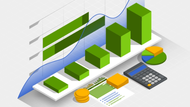 finance or financial sector graph charts with a calculator