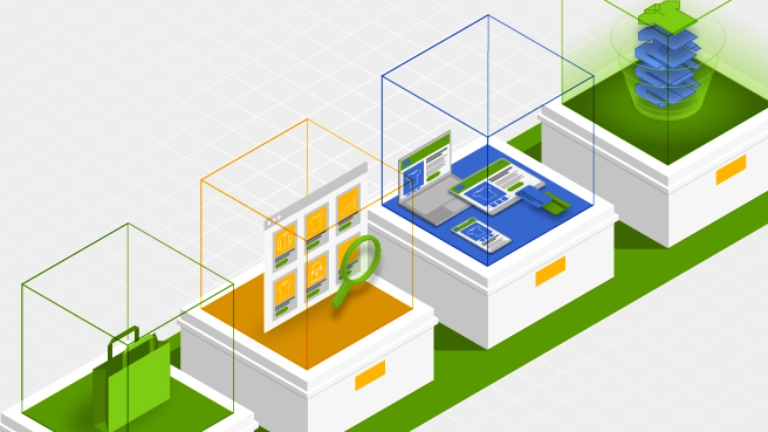 Evolution of commerce. Retail bricks and mortar to digital