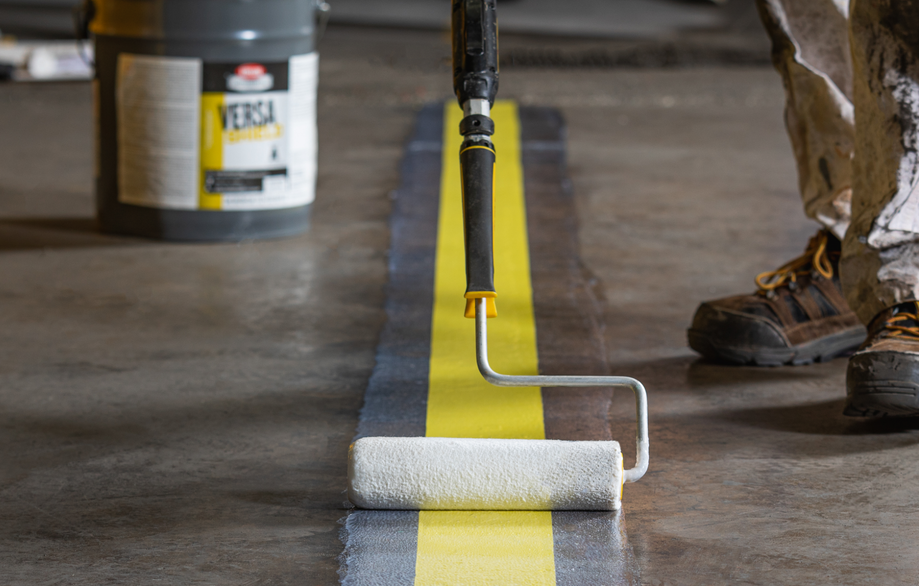 Rolling/painting lines onto a concrete floor