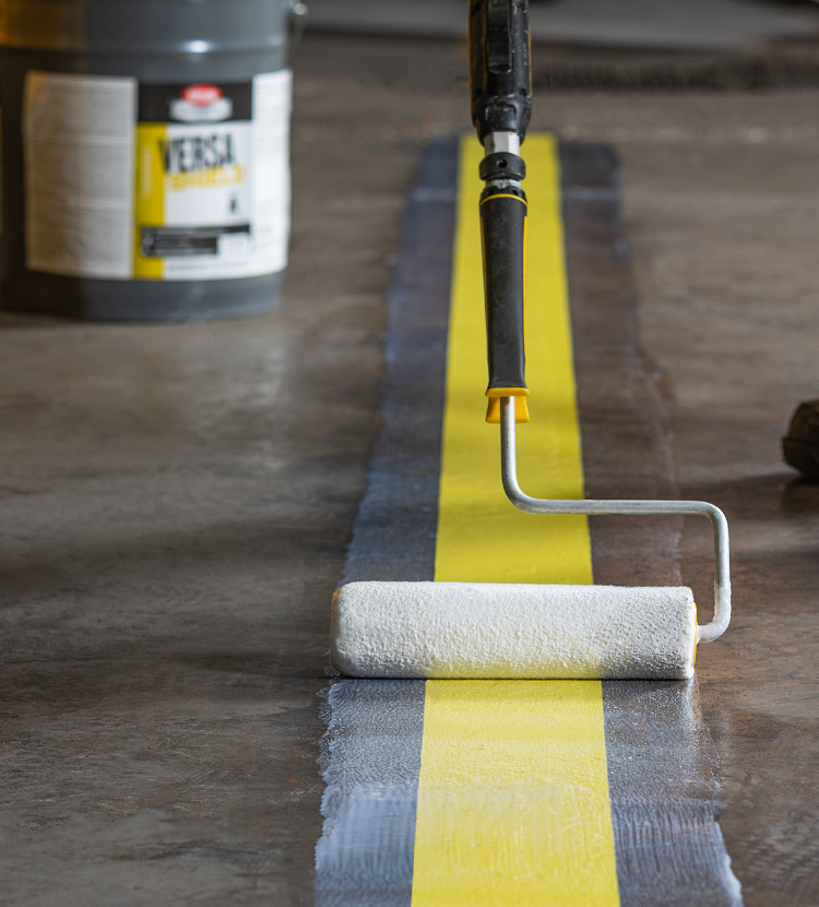 Rolling/painting lines onto a concrete floor